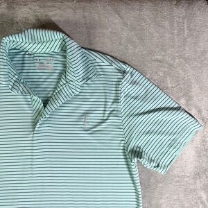 Under Armour HeatGear Golf Polo Shirt Mens Medium M Striped Lighthouse 1899